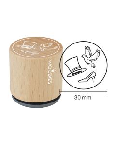 Hobby Stempel - Woodies Stempel - Cilinder, duif en schoen